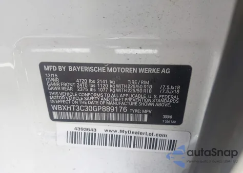 2016 BMW X1 xDrive28I из США, поврежденный, VIN WBXHT3C30GP889176